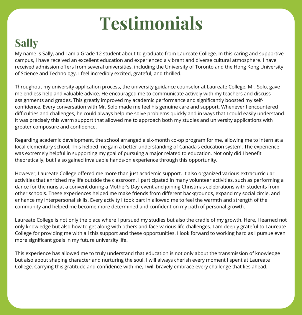 Class of 2025 Testimonials Class of 2025 Testimonials